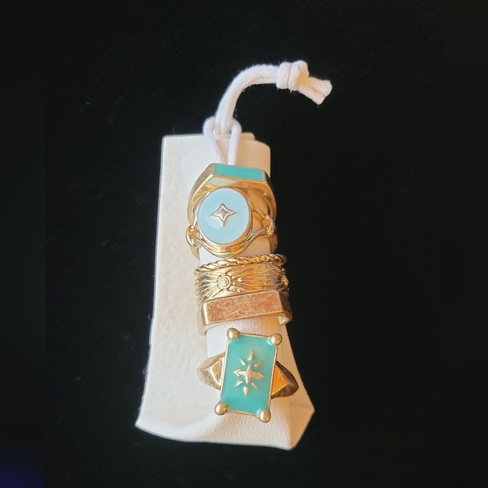 Free People Gold Tone and Turquoise Ring Collection